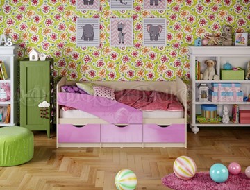 Детская кровать Бабочки 800*1600, Сиреневый глянец в Орле