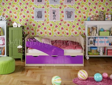 Кровать в детскую Бабочки 800*1600, Фиолетовый глянец в Орле