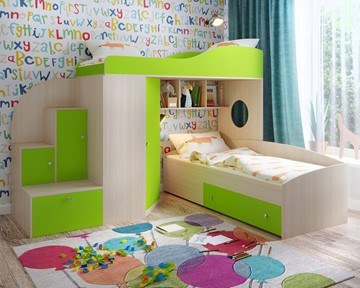 Детская кровать-шкаф Кадет-2, корпус Дуб, фасад Лайм в Орле