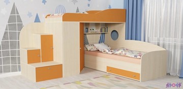 Детская кровать-шкаф Кадет-2, корпус Дуб, фасад Оранжевый в Орле