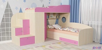 Детская кровать-шкаф Кадет-2, корпус Дуб, фасад Розовый в Орле