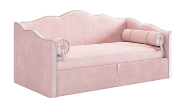Кровать детская с подъемным механизмом Лея (Софа) 90х200 (нежно-розовый (велюр)/галька (велюр)) в Орле