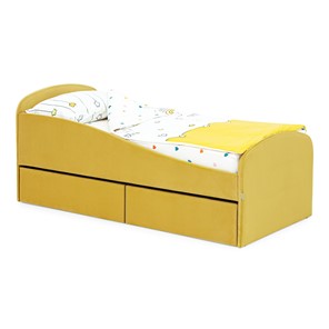 Мягкая кровать с ящиками Letmo 190х80 горчичный (велюр) в Орле