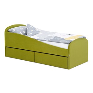 Кровать в детскую с ящиками Letmo 190х80 оливковый (велюр) в Орле