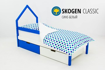 Кровать-домик мини Skogen сине-белый в Орле