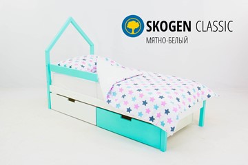 Кровать-домик в детскую мини Skogen белый-мятный в Орле