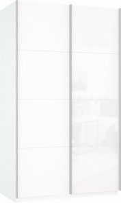 Шкаф-купе Прайм (ДСП/Белое стекло) 1600x570x2300, белый снег в Орле