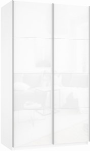Шкаф 2-створчатый Прайм (Белое стекло/Белое стекло) 1200x570x2300, белый снег в Орле