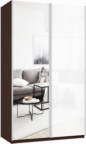 Шкаф 2-створчатый Прайм (Зеркало/Белое стекло) 1200x570x2300, венге в Орле