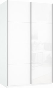 Шкаф 2-дверный Прайм (ДСП/Белое стекло) 1200x570x2300, белый снег в Орле
