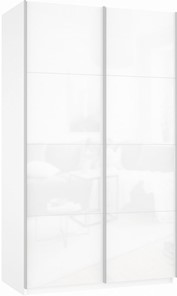 Шкаф-купе двухдверный Прайм (Белое стекло/Белое стекло) 1600x570x2300, белый снег в Орле