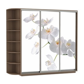 Шкаф Экспресс со стеллажом, 2100х600х2200, Орхидея белая/шимо темный в Орле