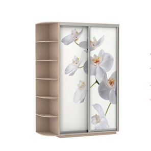 Шкаф 2-х створчатый Экспресс 1700x600x2200, со стеллажом, Орхидея белая/дуб молочный в Орле