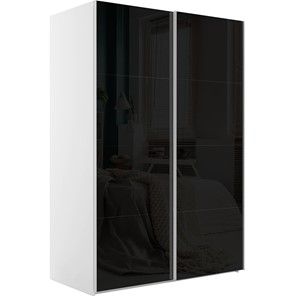 Шкаф 2-дверный Эста (Стекло черное/Стекло черное) 1600x660x2200, белый снег в Орле
