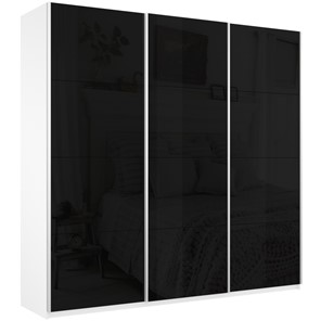 Шкаф Широкий Прайм (Черное стекло) 2400x570x2300,  Белый Снег в Орле