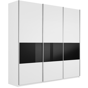 Шкаф 3-створчатый Широкий Прайм (ДСП / Черное стекло) 2400x570x2300, Белый снег в Орле