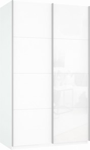Шкаф двухдверный Прайм (ДСП/Белое стекло) 1400x570x2300, белый снег в Орле
