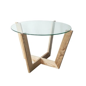 Круглый столик КРОНИД Оникс-10, Натуральный массив/Прозрачное стекло в Орле