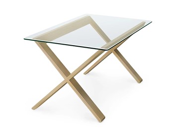Стеклянный столик Оникс-11, Натуральный массив/Прозрачное стекло в Орле