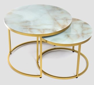 Стеклянный столик Дуэт, столешница в стекле опоры золото в Орле