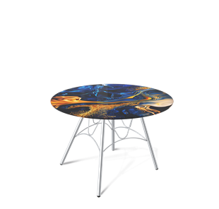 Круглый столик SHT-S100 / SHT-TT32 60 стекло/МДФ (синий сапфир/хром лак) в Орле