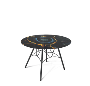 Круглый стол SHT-S100 / SHT-TT32 60 стекло/МДФ (титановый кварц/черный муар) в Орле