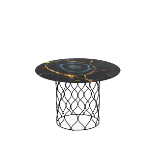 Круглый столик SHT-TU49 / SHT-TT32 60 стекло/МДФ (титановый кварц/черный муар) в Орле