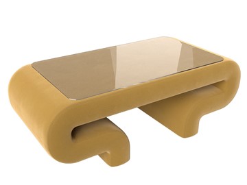 Стеклянный журнальный столик Волна, желтый (микровельвет) в Орле