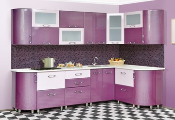 Угловой кухонный гарнитур Мыло 128 2700х1500, цвет Фиолет/Пастель фиолет в Орле