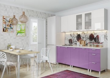 Кухонный гарнитур угловой Модерн, белый глянец/фиолетовый металлик в Орле