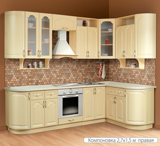 Модульная кухня Классика 2700х1500, цвет Дуб беленый в Орле