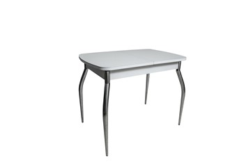 Кухонный стол раздвижной ПГ-02СТ белое/белое/хром фигурные в Орле