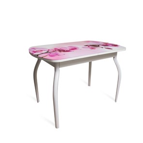 Кухонный стол раскладной ПГ-01СТФ белое/орхидея/крашенные фигурные в Орле