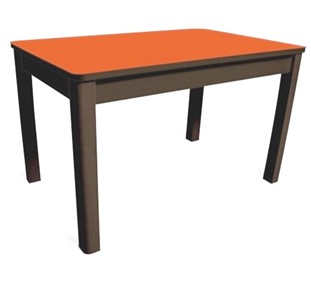 Обеденный стол Айсберг-05 СТ1, венге ЛДСП/стекло оранжевое/42 прямые массив венге в Орле