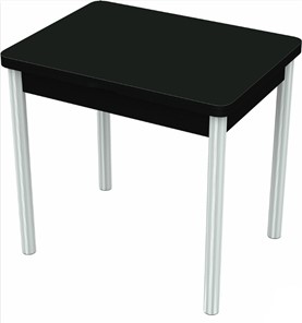 Обеденный раздвижной стол Бари хром №6 (стекло черное/черный) в Орле