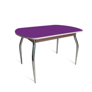 Кухонный стол раскладной ПГ-02 СТ2, дуб молочный/фиолетовое стекло/35 хром гнутые металл в Орле