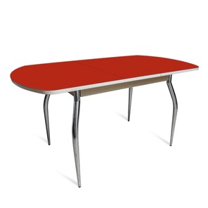 Кухонный раздвижной стол ПГ мини СТ2 белое/алое стекло/35 хром гнутые металл в Орле