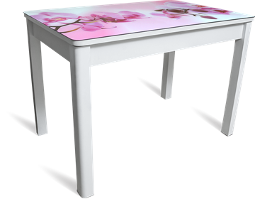 Кухонный обеденный стол Айсберг-08 СТФ, белое лдсп/орхидея/40 прямые массив белые в Орле