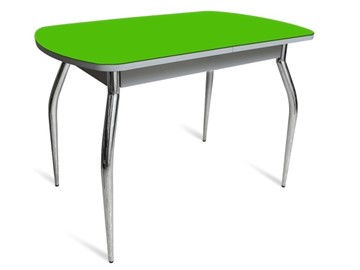 Кухонный стол ПГ-04 СТ белое/зеленое стекло/хром фигурные в Орле