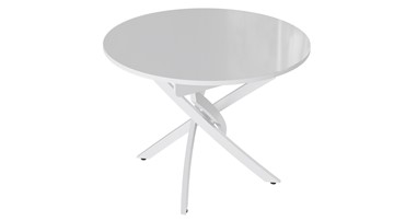 Кухонный стол раскладной Diamond тип 3 (Белый муар/Белый глянец) в Орле