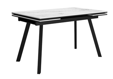 Стол кухонный раскладной DikLine SKA125 Керамика Белый мрамор/подстолье черное/опоры черные (2 уп.) в Орле