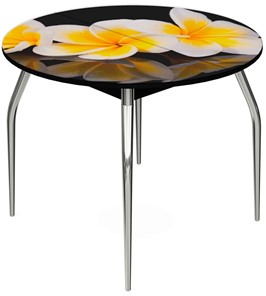 Кухонный раскладной стол Ривьера - Круг, ноги метал. крашеные №24, ФП (Цветы №11) в Орле
