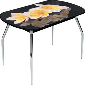 Кухонный раскладной стол Ривьера исп.1 ноги метал. крашеные №24 Фотопечать (Цветы №11) в Орле