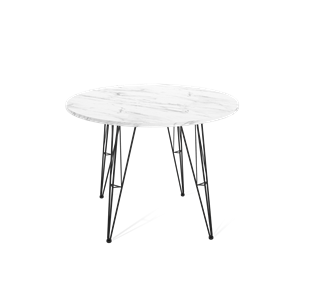 Круглый стол на кухню SHT-TU10 / SHT-TT 90 ЛДСП (мрамор кристалл/черный) в Орле