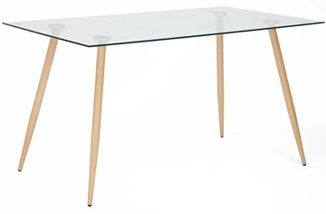 Стеклянный стол SOPHIA (mod. 5003) металл/стекло (8мм), 140x80x75, бук/прозрачный арт.12098 в Орле
