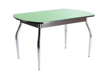Кухонный стол ПГ-06 СТ2, венге ЛДСП/фисташка стекло/35 хром гнутые металл в Орле