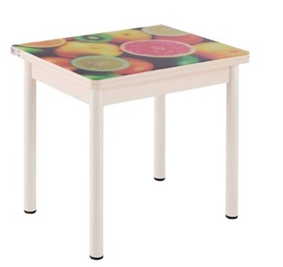 Кухонный пристенный стол СПА-01 СТФ, дуб молочный ЛДСП/стекло фрукты/36 прямые трубки крашеные белые в Орле