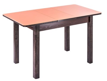 Кухонный стол раздвижной Айсберг-01 СТ1, венге ЛДСП/стекло оранжевое/42 прямые массив венге в Орле
