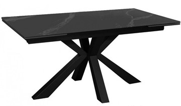 Керамический обеденный стол раздвижной DikLine SFE140 Керамика Черный мрамор/подстолье черное/опоры черные (2 уп.) в Орле