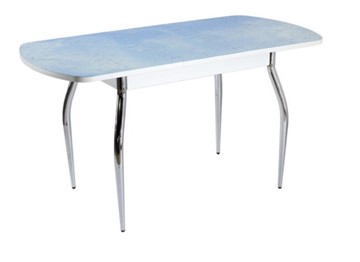 Стеклянный кухонный стол ПГ мини СТФ белый ЛДСП/стекло капли/хром фигурные в Орле